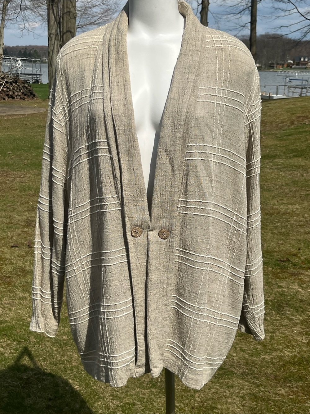 Vintage  80’s/90’s Sharon Anthony textured open  lightweight jacket XXL
